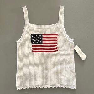 No Comment Girls Americana USA Flag Ribbed Crochet Tank Top 10-12 NWT